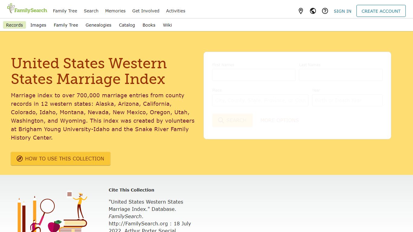 United States Western States Marriage Index • FamilySearch
